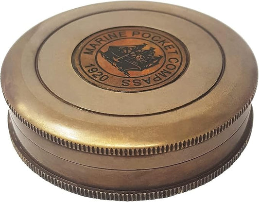 Brass Nautical 2'' Compass Replica Brass Pocket Transit Compass Robert Frost Poem Pocket Compass