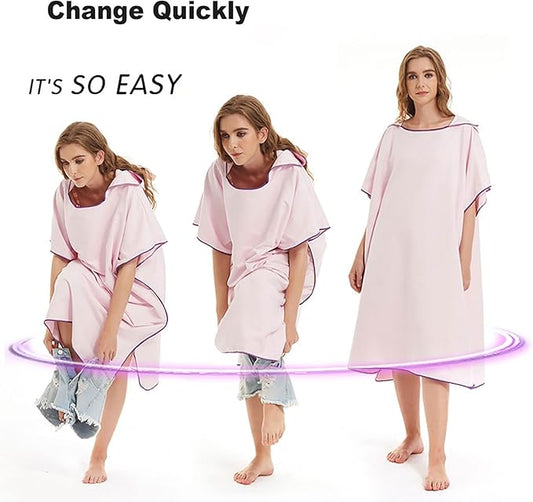 Quick Dry Surf Poncho Changing Towel Robe Hoodie for Adults Men Women,Microfiber Beach Wetsuit Tops Surfing Swimming Bathing Parka -One Size Fits All