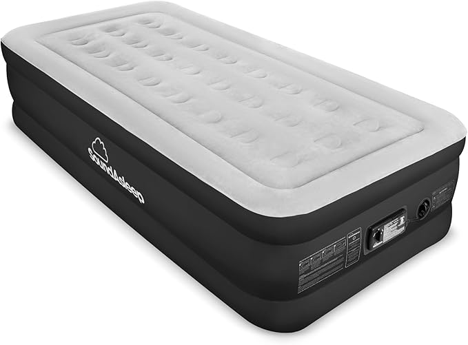 SoundAsleep Dream Series Luxury Air Mattress with ComfortCoil Technology & Built-in High Capacity Pump for Home & Camping- Double Height, Adjustable, Inflatable Blow Up, Portable - Twin XL Size