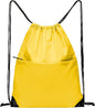 BuyAgain Drawstring Backpack Sports Water Resistant String Bag Sport Gym Sackpack for Women Men Large with Zipper, Yellow