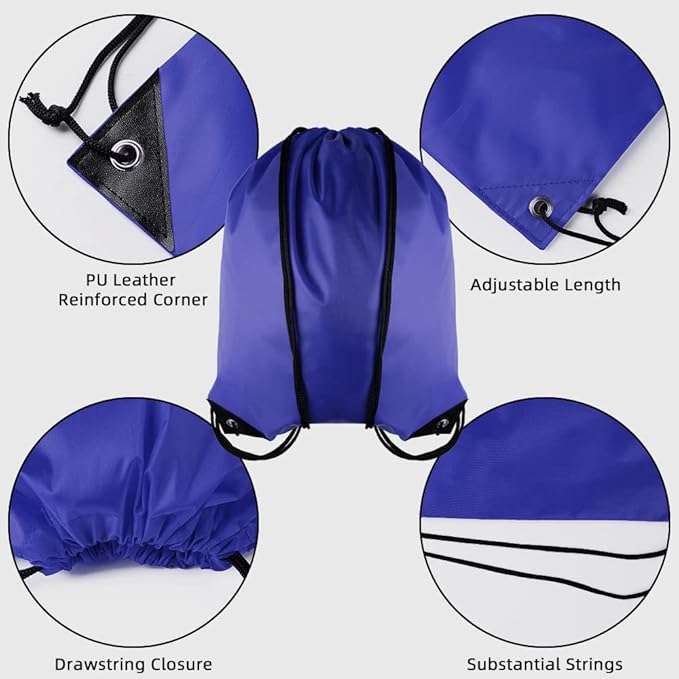 GoodtoU Drawstring Bags Bulk, 20 Pcs Draw String Bags Cinch Bag Drawstring Gym Bag Sackpack Drawstring Backpack for Women Men, Blue