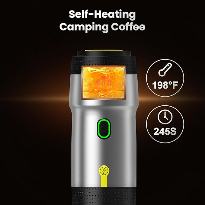 Portable Espresso Maker,3-in-1Portable Coffee Maker,20 Bar Mini Espresso Machine,Self-Heating Travel Coffee Maker Compatible with NS, DG Pods & Ground Coffee, for Camping Hiking,Office,RV