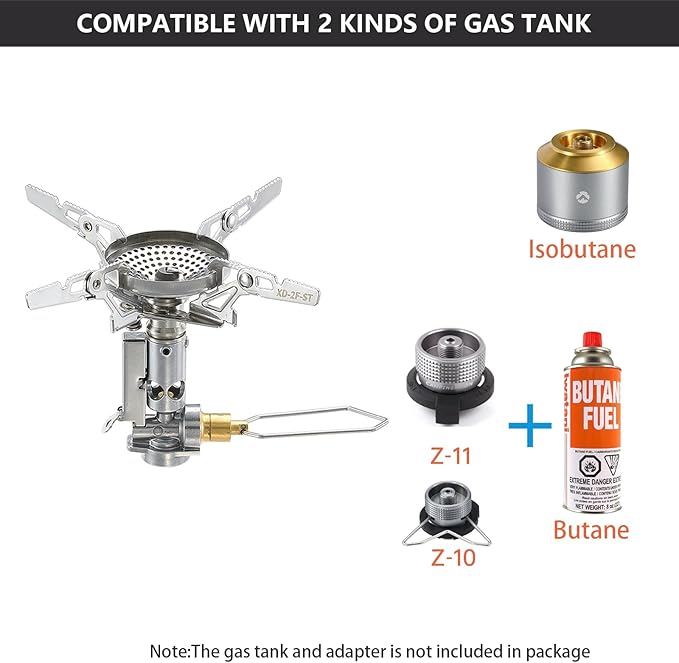 Campingmoon Portable Camping Gas Stove Ultralight Backpacking Stove With 4-Flex Outdoor Hiking Gear (XD-2F(With Igniter))