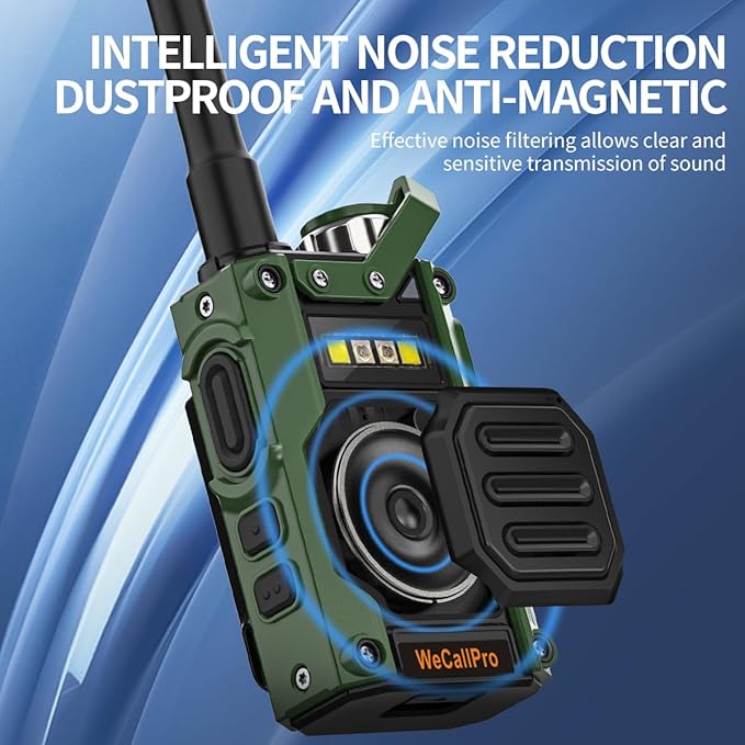 Zinc Alloy Housing Long Distance Walkie Talkies Rechargeable for Adults, One Key Alarm, GMRS Two Way Radio for Hiking Camping 2 Way Radio with Flashlight WCP03 (Only One Pack)