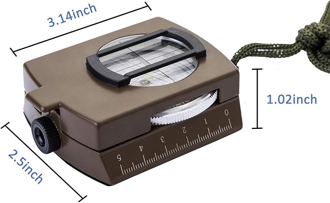 Posinly Multifunctional Military Compass with Inclinometer, Sighting, Optic, Resistant & Waterproof Compass, Essential for Hiking, Camping, Scouting