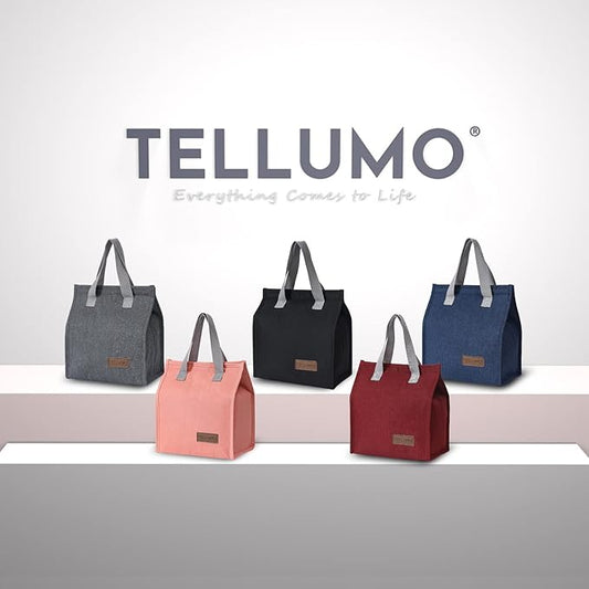 TELLUMO Lunch bag, Insulated Lunch Bag for Women Men Large Lunch Box Container Reusable Leakproof Tote for Office, Work, School, Beach or Travel (Black)