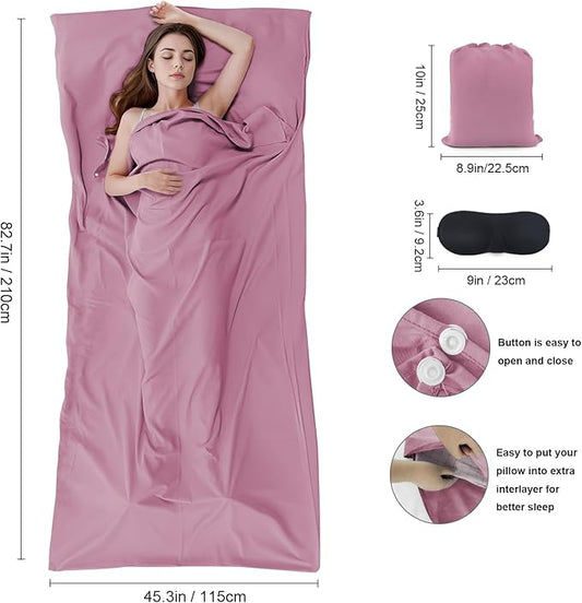 Sleeping Bag Liner,Travel Sheet & Adult Sleep Sack, Camping Sheets Travel Sleep Sack for Backpacking,Hotels & Hostels -Lightweight Single &Double Travel Sheet Camping Sheets