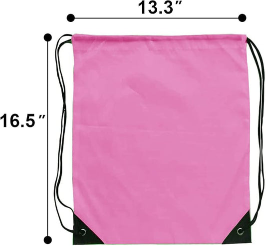 Drawstring Bags Bulk 14 Pcs Drawstring Backpack Bulk Cinch Bag Sackpack for Men Women Gym (Pink)
