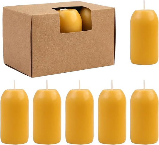 6pcs Smokeless Natural Beeswax Candles Handmade Camping Candle for UCO Candle Lanterns - Burning for Outdoor, Camping, Emergency, Survival Emergency Preparedness