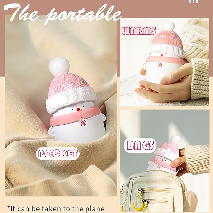 Rechargeable Hand Warmers ，Snowman Electric Hand Warmer 6000mAh Powerbank Reusable Handwarmers - Portable USB Hand Warmer for Christmas Outdoor Camping - Warm Gift for Men Women and Kids