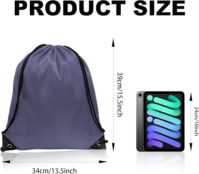 GoodtoU Drawstring Bags, Nylon Backpacks - Drawstring Gym Bags for Sport, Traveling, Team (Grey, 48Pcs)
