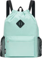 WANDF Drawstring Backpack Sports Gym Bag with Shoes Compartment, Water-Resistant String Backpack Cinch for Women Men (Large,Mint green)