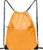 BuyAgain Drawstring Backpack Sports Water Resistant String Bag Sport Gym Sackpack for Women Men Large with Zipper, Orange