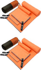 Eunzel 2 Pack Quick Dry Camping Towel, Microfiber Travel Towel 3 Size at 1 Pack,Fast Drying Towel Set for Camping, Beach, Gym, Sports, Yoga & Swimming Pool, Orange
