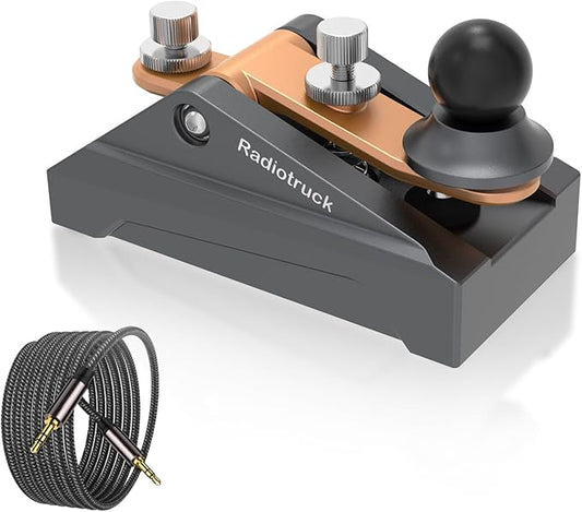 CW Morse Code Key - Pocket Morse Code Telegraph Key Aluminum Alloy Base Grey for Amateur Radio Ham Operators, Adjustable Tension - 09 Grey