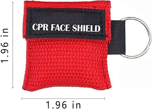Pack of 20pcs CPR Mask Keychain Ring Emergency Kit Rescue Face Shields for First Aid or CPR Training (Red-20)