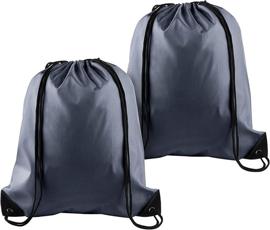 KUUQA 2 Pcs Gray Drawstring Backpacks, 40cm*34cm/15.7"*13.4", Gym, Travel, Outdoor Activities