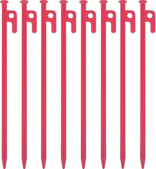 8 Pack Tent Stakes Heavy Duty 12 inch Steel Tent Pegs for Camping Unbreakable and Inflexible