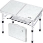 Sportneer Camping Table: Adjustable Height Small Folding Table 23.6" L x 15.7" W 2 Height with Mesh Layer - Compact & Portable Camping Essentials for Outdoor Camp Garden Picnic BBQ Dining Cooking