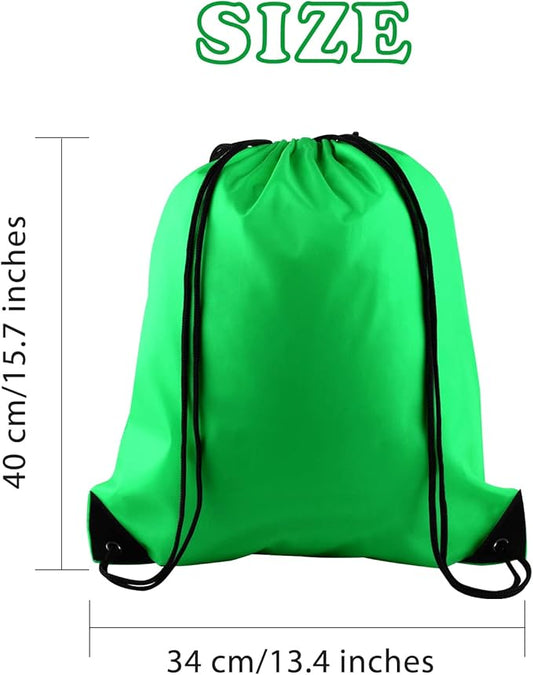 KUUQA 60Pcs Green Drawstring Backpack Bag Bulk Drawstring Bags String Bags Storage Bags Gym Backpack for Sport Gym Traveling