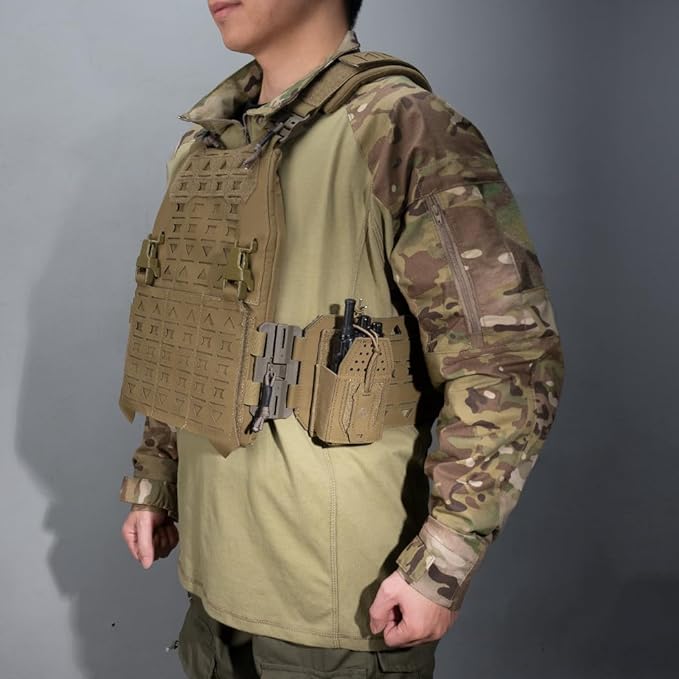 Tactical Radio Holster Molle Radio Pouch Universal Radio Holder for Walkie Talkie Motorola BaoFeng UV-5R BF-F8HP Adjustable Storage Rifle Magazine Pouch(Coyote Brown)