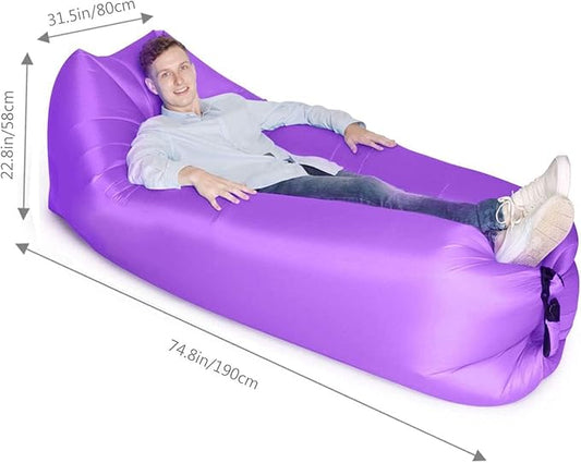 HaiChao Inflatable Lounger Sofa Air Chair Sofa Sleeping Bag Couch Air Sofa Bed for Lakes, Beaches, Garden, Camping (Purple)