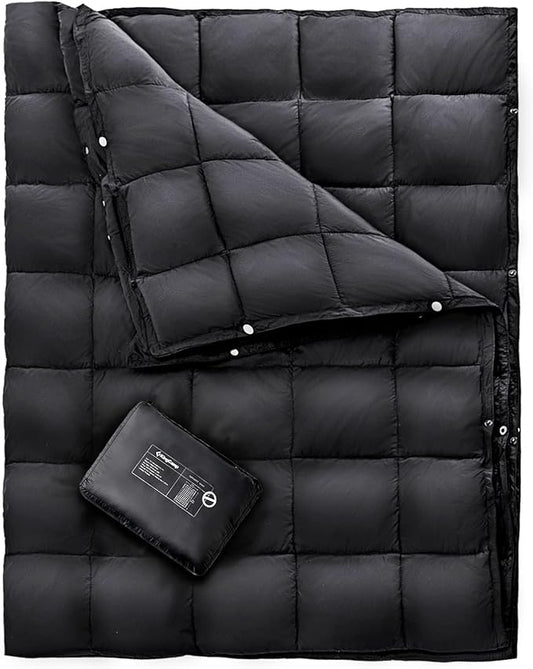 KingCamp Down Camping Blanket - Packable Lightweight Travel Blanket for Stadium, Camping, Backpacking, Compact & Water Resistant & Warm Airplane Quilt