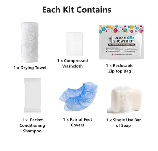 Compact Personal Shower Kit To-Go (Multi-Color) – Your Hygiene Companion for Travel, Gym, Camping | Shower on the Go | Shampoo, Soap, Towel. All in One (5)