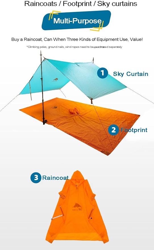 Lightweight Hiking Poncho, Waterproof Backpack Poncho Raincoat for Outdoor Trekking, Camping, Hiking