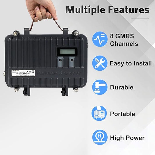 Retevis RT97 GMRS Repeater, Full Duplex Portable Radio Repeater with LCD Screen, High Power Mini Compact Repeater for Camping(1 Pack)