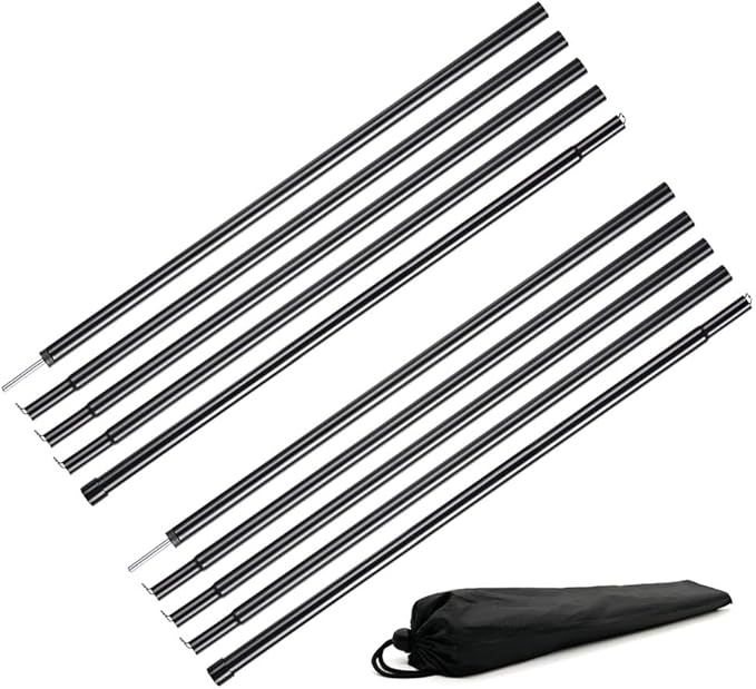 Long Leaf Tent Poles,Adjustable Steel Rods for Camping Tarps,Backpacking,Shelters,Portable Tarp Poles Rods-2 Pack