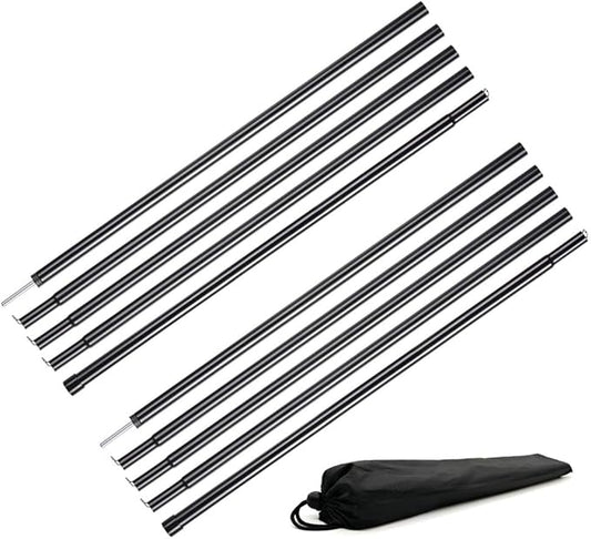 Long Leaf Tent Poles,Adjustable Steel Rods for Camping Tarps,Backpacking,Shelters,Portable Tarp Poles Rods-2 Pack