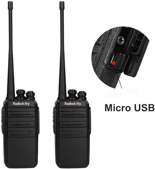 Radioddity GA-2S Long Range Walkie Talkies for Adults UHF Two Way Radio Rechargeable with Micro USB Charging + Air Acoustic Earpiece with Mic, for School Retail Business (2 Pack)