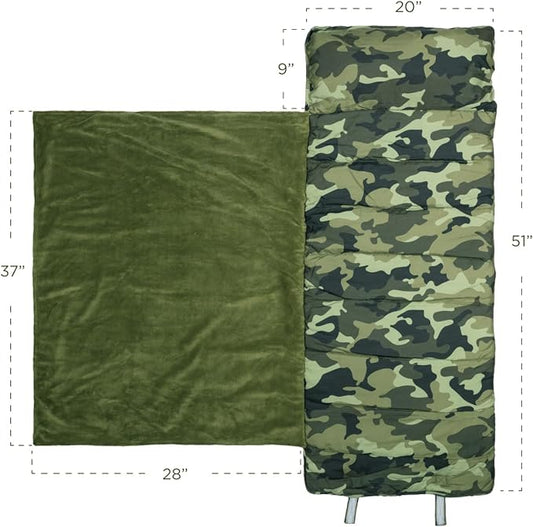 Stephen Joseph, Toddler All Over Print Nap Mat with Soft Blanket and Removable Pillow for Boys & Girls, Kids Sleeping Bag for Elementary, Daycare, Preschool with Carry Handle