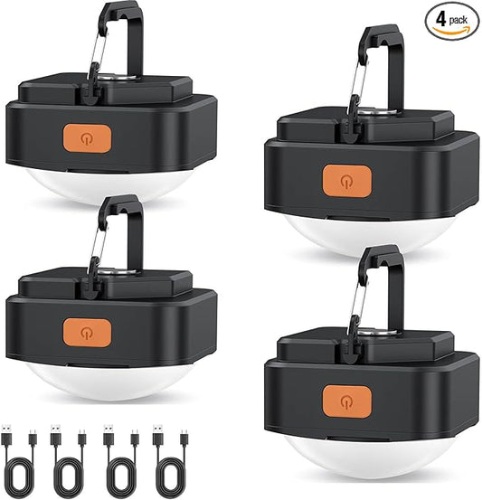Rechargeable Camping Lights FLY2SKY 4 Pcs Tent Lights Mini Flashlight Portable LED Camping Lantern Survival Gear Camping Accessories for Hiking Backpacking Fishing Hurricane Emergency Outage