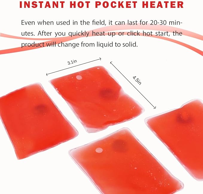 Reusable Snap Heat Pack, Reusable Pocket Hand Warmers, Hand Warmers Click, Pouch Gel Hand Warmers Used for Outdoor, Indoor, Working, Studying, Camping, Warm Gifts for Adults or Kids(Set of 4)