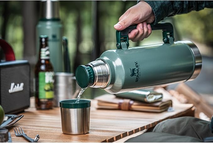 Stanley Classic Legendary Vacuum Bottle 2.0 qt | Wide Mouth with Leakproof Cup Lid | Keep Drinks Hot or Cold | Packable for Travel | Insulated Stainless Steel Thermos | BPA-Free | Hammertone Silver