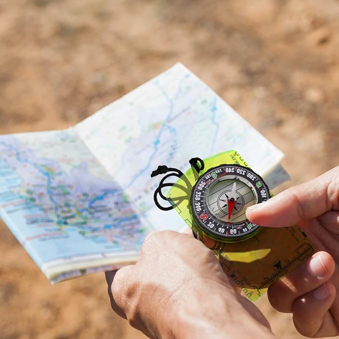 Posinly Advanced Orienteering Compass - Survival Whistle, Map Reading Field Compass for Camping, Hiking & Navigation, Great for Kids