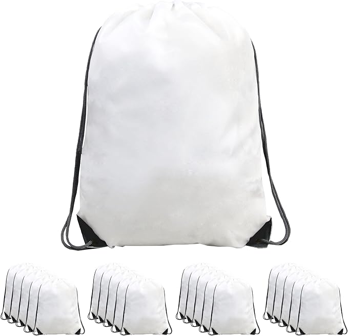 BeeGreen Drawstring Backpack Bags 20,30,50 Packs Reflective String Bags for Gym Sport Trip Cinch Sack DIY for Women Men