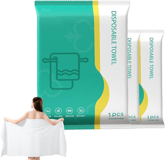 Disposable Bath Towels, Portable Bath Towels for Travel, Hiking, Camping, Backpacking, Individually Packed (55.1" x 27.5" (3 Pack))