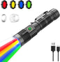 Magnetic Flashlights Rechargeable 200000 High Lumens, Super Bright LED Handheld Flashlight, Powerful Multi-Color Tactical Flash Light with Red Green Blue Yellow Filters, Best for Camping Hunting