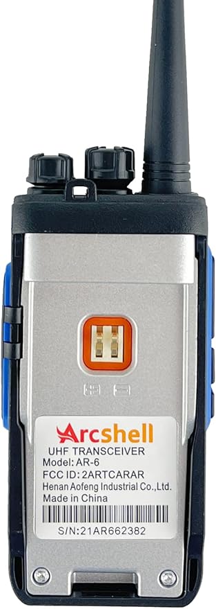 Rechargeable Long Range Two-way Radios with Earpiece 4 Pack Arcshell AR-6 Walkie Talkies Li-ion Battery and Charger included