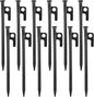12 Pack Tent Stakes Heavy Duty, Multiuse Forged Steel Tent Pegs, 8 inch Metal Camping Ground Stakes, Unbreakable and Inflexible, Available in Rocky Place Dessert Snowfield and Grassland (Black)