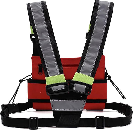Ousawig Universal Radio Chest Harness Bag Tactical Chest Front Pack Pouch Holster Vest for Two Way Radio Walkie Talkie