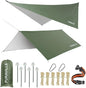 Puraville Camping Tarp Waterproof, Hammock Rain Fly Tent Tarp - 12 10 ft Rectangle Lightweight Camping Tarps, Portable Rain Fly for Camping Backpacking (Green)