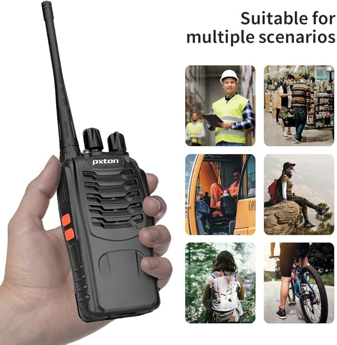 PX-8S-01 walkie talkies for Adults with Upgraded Headset,Handheld Portable Two Way radios Long Range Include Rechargeable walkie Talkie Li-ion Battery and USB Charger（2 Pack）