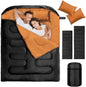 Double Sleeping Bags for Adults, 2 Person Camping Sleeping Bag for Cold Weather & Warm, Queen Size Sleeping Bag with 2 Pillow, Sleep Bag for Camping, Hiking, Backpacking