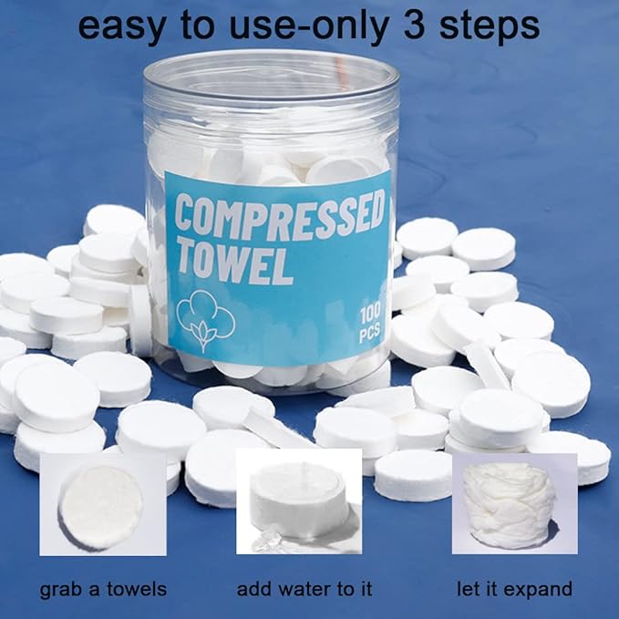 Canned Compressed Towels Portable Compressed Coin Tissue,Compressed Towel,Disposable Napkins Mini Magic Coin Tissues Portable for Camping Home Beauty Travel Sports Outdoor 100 PCS(9x10in)