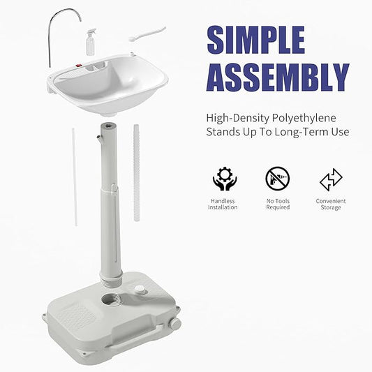 Portable Camping Automatic for Outdoor Events, Gatherings, Worksite & Camping Sink with Type-c Port w/Towel Holder & Soap Dispenser -【Automatic Water Pump】 Feature Hand Wash Basin Stand 18L