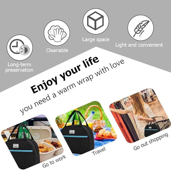 Lunch Bag Reusable Insulated Tote Lunch Bag for Women/Men Cooler Lunch Box Adult Water Resistant Work Picnic Beach or Travel